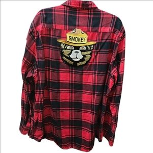 Angry Minnow Smokey Bear Flannel Buffalo Plaid XXL Smoky Vintage